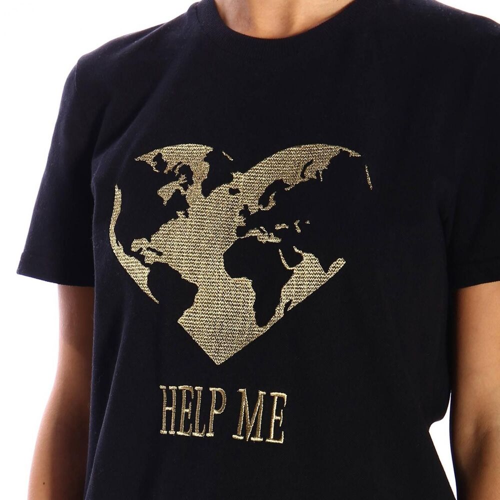 Alberta Ferretti Womens Heart Earth Lurex Embroidered Help Me DIY Mod Tee L